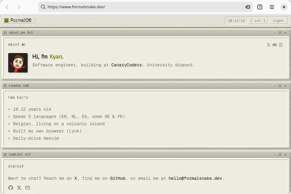 The browser example with a loaded page on GNOME (GTK)