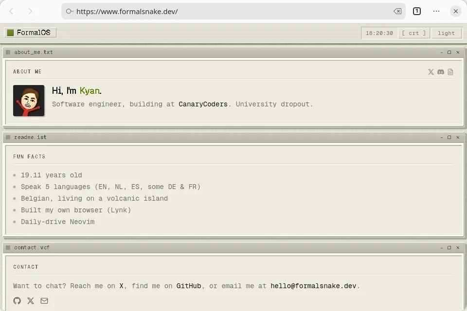 The browser example with a loaded page on GNOME (GTK)