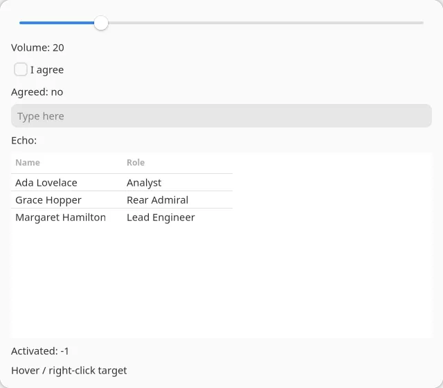 The gestures example on GNOME (GTK)