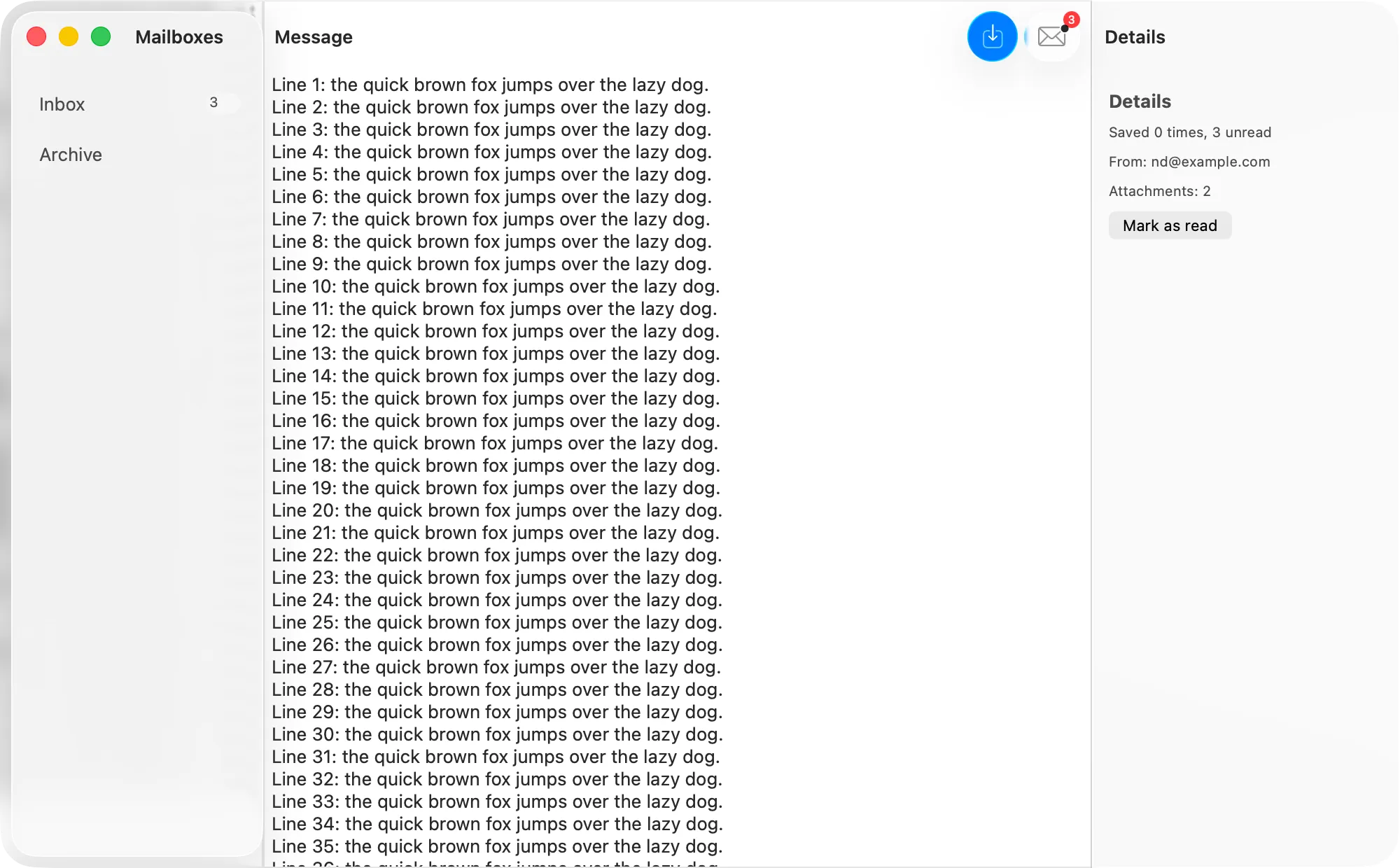The inspector example on macOS (AppKit)