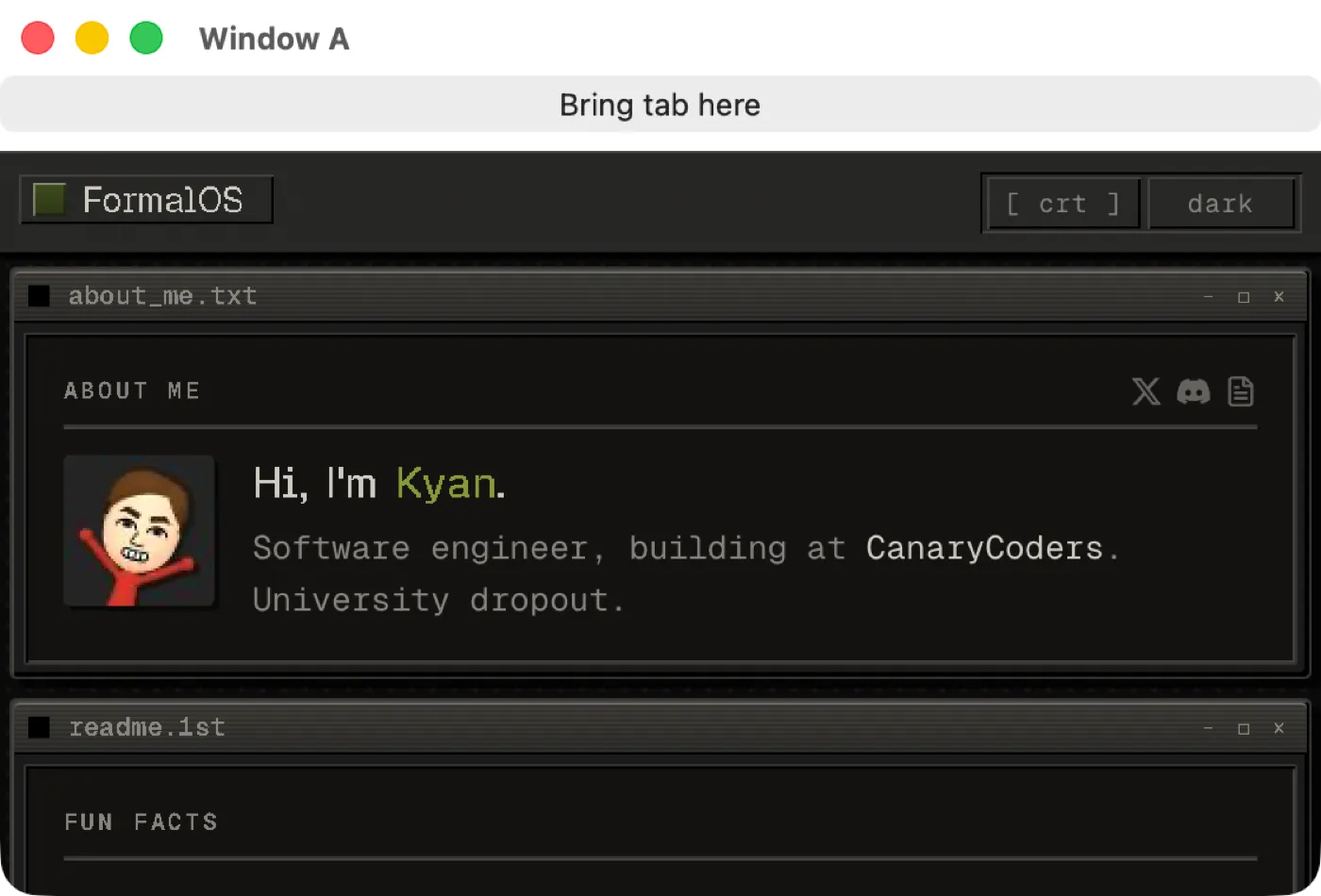 One of the multiwindow example’s two windows hosting a live webview on macOS (AppKit)