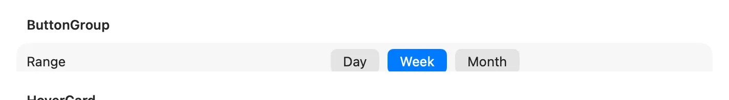 A ButtonGroup toggle with one button selected on macOS (AppKit)