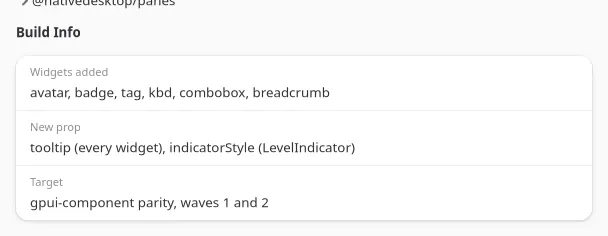 A DescriptionList of build info on GNOME (GTK)
