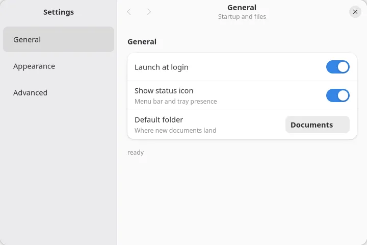 The settings example on GNOME (GTK)